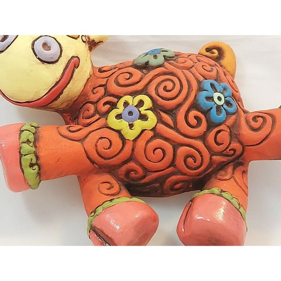 Vintage whimsical flower girl cow wall hanging figurine pottery 6.5" handmade - Picture 3 of 8